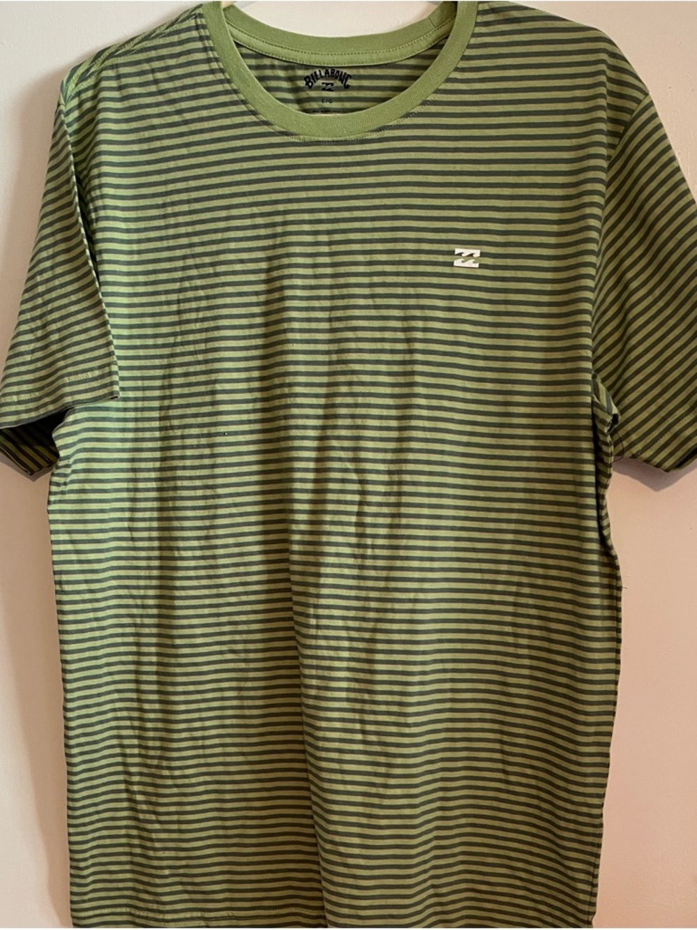 Billabong Olive and Dark Green Striped Short Sleeve Tee